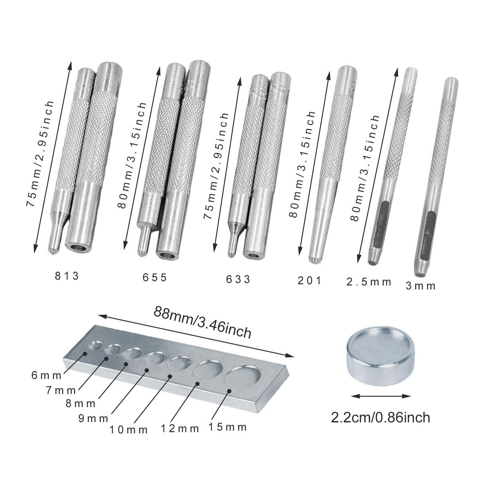 11 pezzi di rivetti a scatto,  - Leatherwork Rivet Setter recensione e prezzo